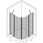 Hietakari Infinia 276 (224x224) Kaareva suihkunurkka kääntyvillä ovilla joissa kiinteät osat