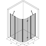 Hietakari Infinia 277 (224x225) Kaareva suihkunurkka kääntyvällä ja taittuvalla ovella joissa kiinteät osat