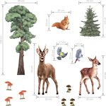 Pastelowe Metsän eläimet II -sisustustarra 13kpl 11-105cm