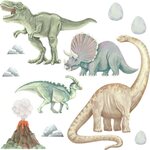 Pastelowe Dinosaurukset I -sisustustarra, vihreä/ruskea