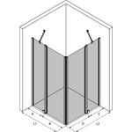Hietakari Infinia 262 (214x214) Suihkunurkka kääntyvillä ovilla joissa kiinteät osat