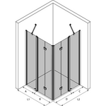 Hietakari Infinia 264 (215x215) Suihkunurkka taittuvilla ovilla joissa kiinteät osat
