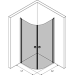 Hietakari Forma 386 Forma suihkunurkka kaarevilla kääntyvillä ovilla