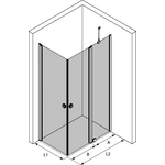 Hietakari Forma 374 Suihkunurkka kääntyvillä ovilla joista toisessa kiinteä osa