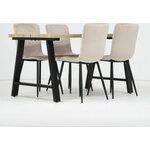 Eureka Kielo-ruokapöytä musta/tammi 140 cm ja beiget Gabi-tuolit