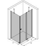 Hietakari Forma 370 Suihkunurkka kiinteällä seinällä ja kääntyvällä ovella jossa kiinteä osa
