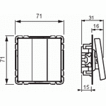 ABB Kytkin 1+1+1, 16AX/250V 0X Impressivo ei lisäliittimiä, matta valkoinen