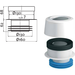 Prevex WC-mansetti 112441 leveä tiiviste 130mm