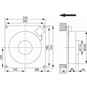Kanavapuhallin KV-125C seinämalli