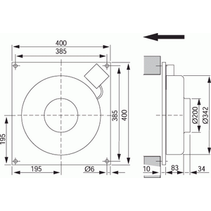 Kanavapuhallin KV-200A seinämalli
