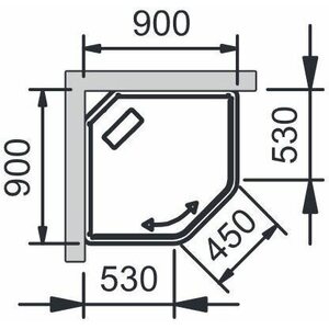 INR Suihkukaappi Bric 2 kirkas/huurrettu 90x90cm