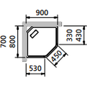 INR Suihkukaappi Bric 2 vasen kirkas/huurrettu 70x90cm