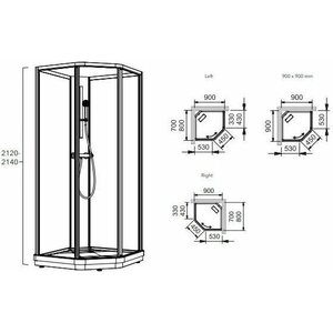 INR Suihkukaappi Bric 2 oikea kirkas/huurrettu 70x90cm