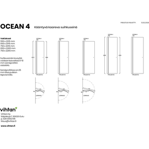 Vihtan Suihkuseinä kääntyvä Ocean 4 kaareva