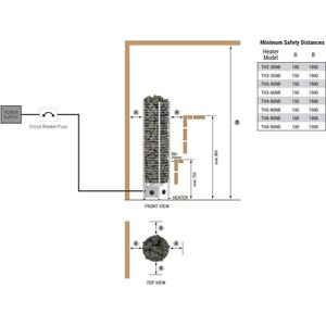 Sawo Sähkökiuas Tower Round 6kW 5-8m³, kiinteä ohjaus