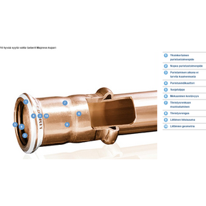 Geberit Puristuskäyrä 90º kromattu S/S CU Mapress 12mm