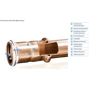 Geberit Puristus T-haara kromattu S/S CU Mapress 18mm