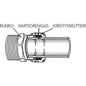 Puserrusliitin suora kromattu 15mm