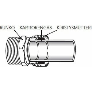 Puserrusliitin suora kromattu 18mm