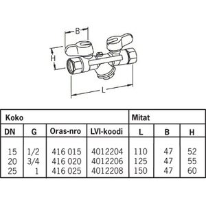 Oras Täyttöventtiili DN15 416015 1/2"
