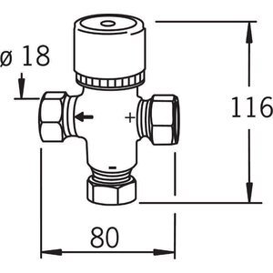 Oras Sekoitusventtiili 421015 DN15 18mm +37 - +65C