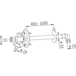 Oras Vesipostiventtiili 431515 DN15 450-1000mm jäätymätön