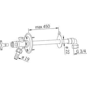Oras Vesipostiventtiili Oras 431420 DN20 250-450mm jäätymäön