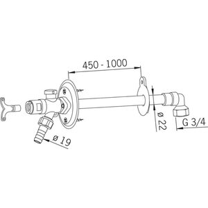 Oras Vesipostiventtiili DN20 450-1000mm jäätymätön