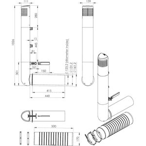 Vilpe Tuuletuspaalu Ross Vent 125mm musta