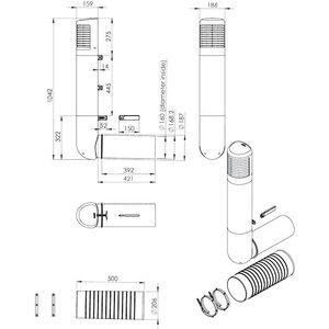 Vilpe Tuuletuspaalu Ross Vent 160mm musta
