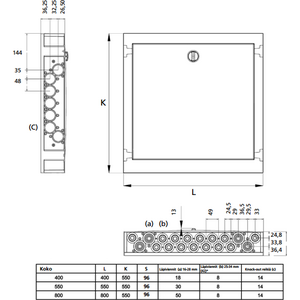 Roth Jakotukkikaappi Quick 550x550x96mm uppoasennus