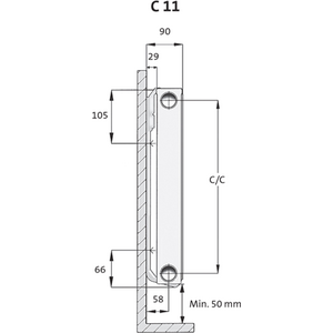 Purmo Lämmityspatteri Compact C11 korkeus 600mm, pituus 2300mm