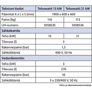 Jäspi Sähkökattila Tehowatti