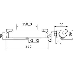 Oras Suihkuhana Optima 7160 termostaatilla G1/2"