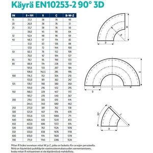 Teräskäyrä 90º hitsattava 60.3X2.9 P235GH 3D