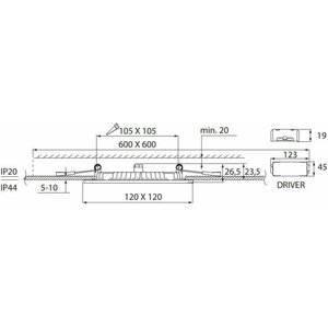 Airam Alasvalo Flat N II 120 Led paneeli IP44 9W/840