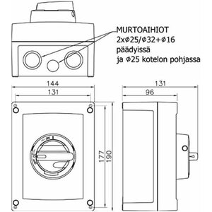 Katko Turvakytkin KUM 616U 6x16A 7,5kW muovi