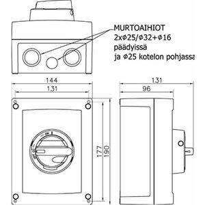 Katko Turvakytkin KUM 625U 6x25A 11kW muovi