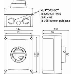 Katko Turvakytkin KUM 363U 3x63A 30kW muovi
