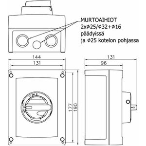 Katko Turvakytkin KUM 332U 3x32A 15kW muovi