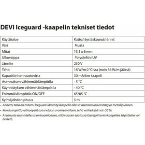 Devi Sulanapitokaapeli Iceguard 230V 18W/m 30m