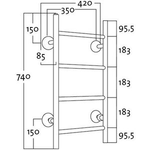 REJ-design Kuivausteline vesi REJ Tango BTH35744 420x740x99mm kromi