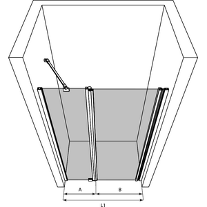 Hietakari Infinia 235 (214+219) Kääntyvä suihkuovi kiinteällä osalla ja magneettilukituksella