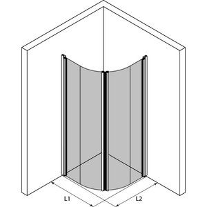 Hietakari Infinia 269 (222x222) Kaareva suihkunurkka kääntyvillä ovilla
