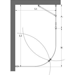 Hietakari Infinia 271 (222x224) kaareva suihkunurkka kääntyvillä ovilla joista toisessa kiinteä osa