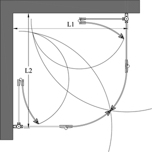 Hietakari Infinia 273 (223x223) Kaareva suihkunurkka taittuvilla ovilla