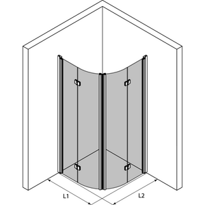 Hietakari Infinia 273 (223x223) Kaareva suihkunurkka taittuvilla ovilla