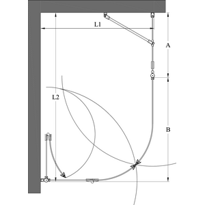 Hietakari Infinia 274 (223x224) kaareva suihkunurkka taittuvalla ovella ja kääntyvällä ovella + kiinteä osa