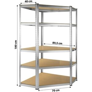 Timco 90x45x180 cm nurkkavarastohylly