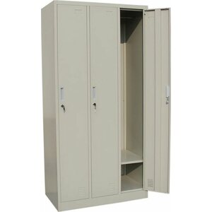 Timco 3P pukukaappi vaaleanharmaa 3-osastoinen 900 mm